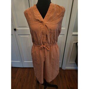 Peach Silk Cynthia Rowley Button Up Sleeveless Tank Dress sz 6 TradWife Preppy